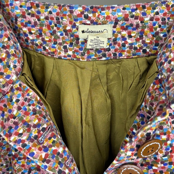 Elevenses Anthropologie Colorful Confetti Button-Front Velvet Mini Skirt Size 8 - Picture 7 of 8